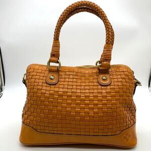 Patricia Nash Discovery Washed Woven Augusta Satchel Sun Orange Color